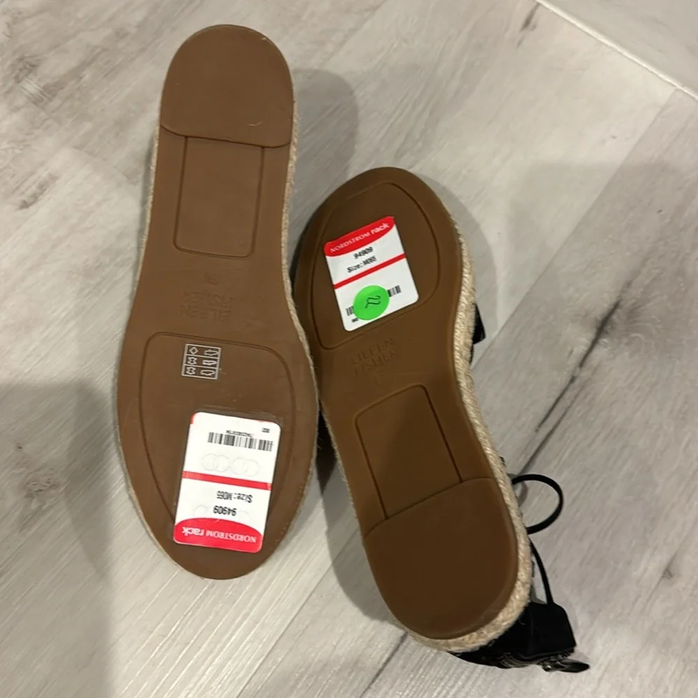 Eileen Fischer NWT Lee Flat Espadrille in Black Suede with back zipper. - Picture 11 of 11
